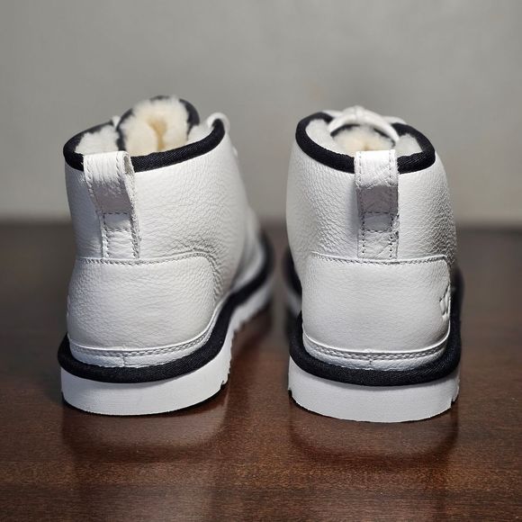 UGG Neumel Leather Chukka Boots Men\'s 8 White Black Wool Lined 1133777 Plush New main image 6